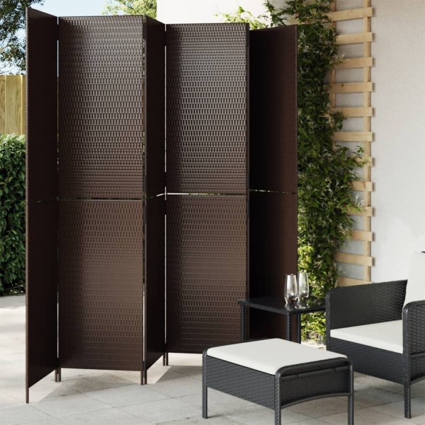 Room partition, 6 segments, brown, polyrattan