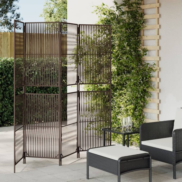 Room partition, 4 segments, brown, polyrattan