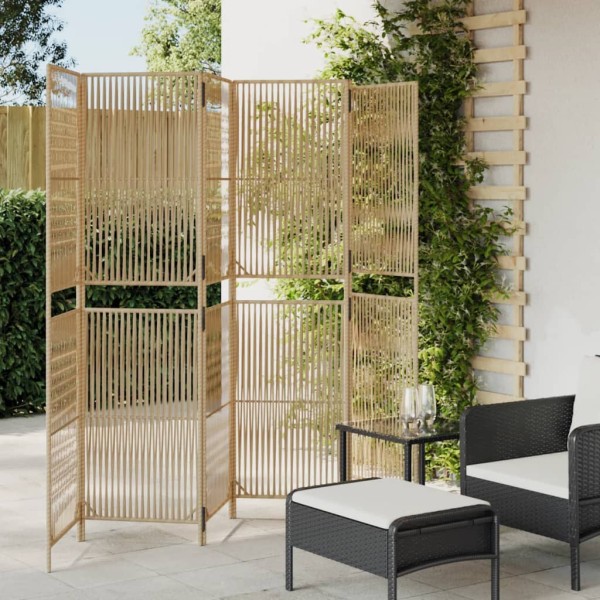 Room partition, 6 segments, beige, polyrattan