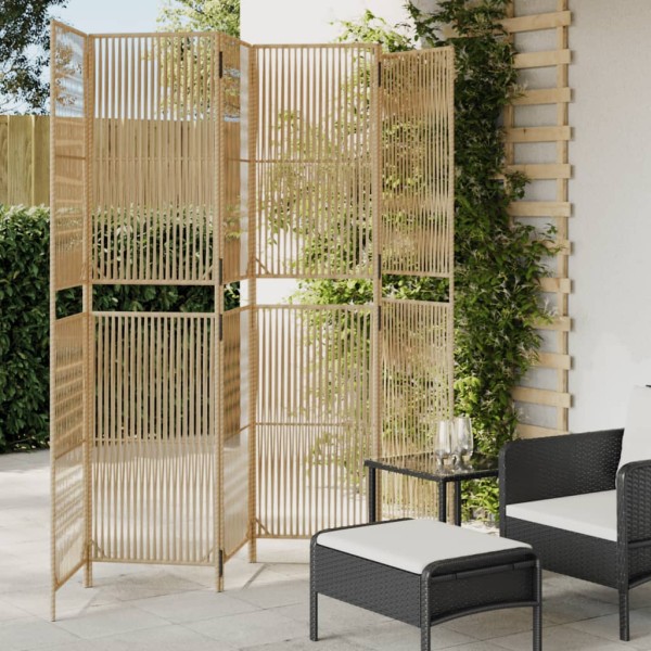 Room partition, 6 segments, beige, polyrattan