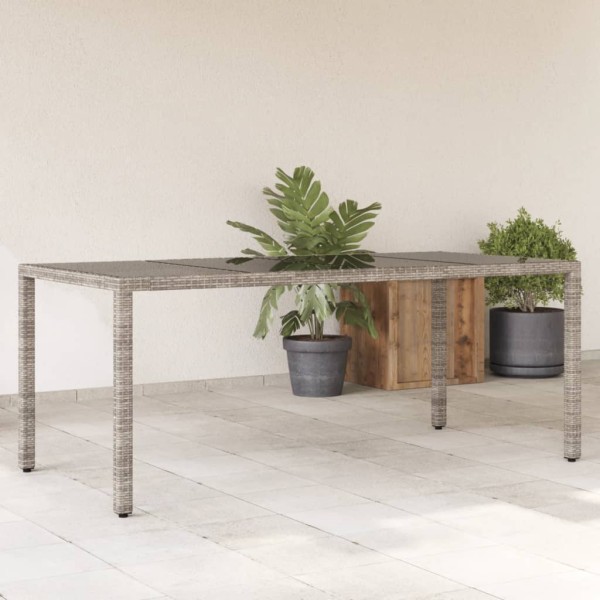 Table with glass top, gray, 190x90x75, polyrattan