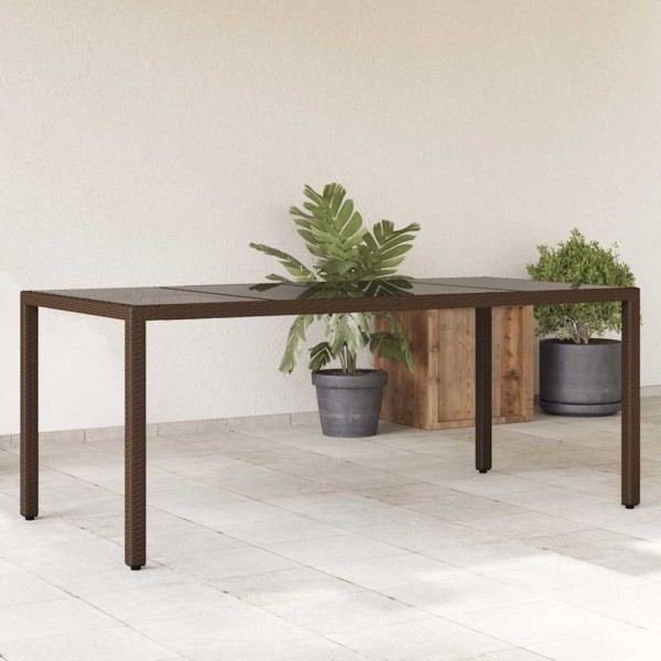 Table with glass top, brown, 190x90x75, polyrattan