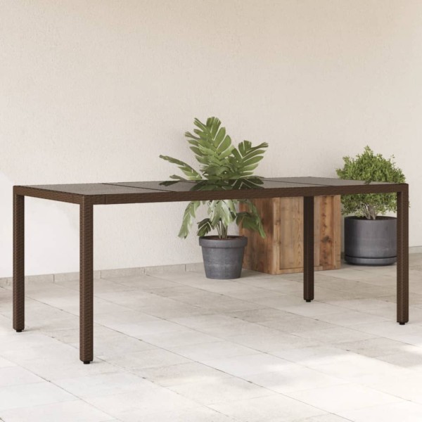 Table with glass top, brown, 190x90x75, polyrattan