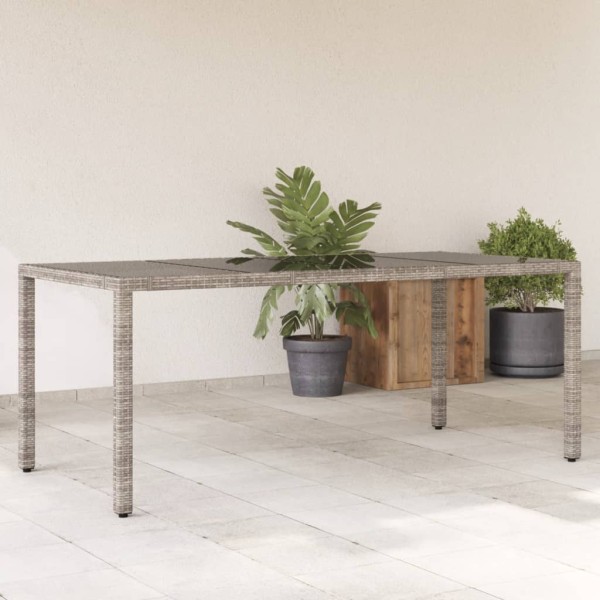 Table with glass top, gray, 190x90x75, polyrattan
