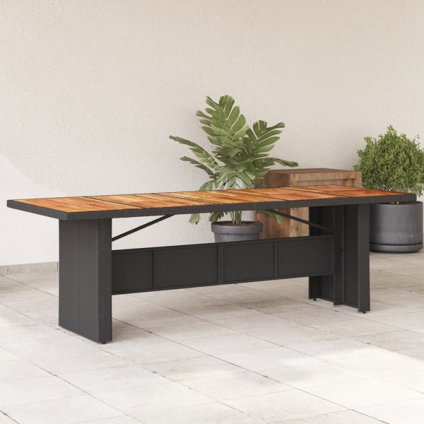 Table with acacia table top, black, 240x90x75cm, polyrattan