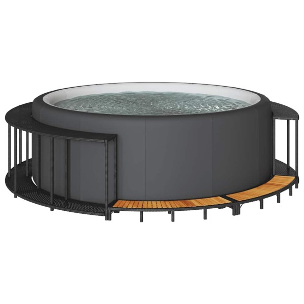 hot tub surround with storage and wooden step black