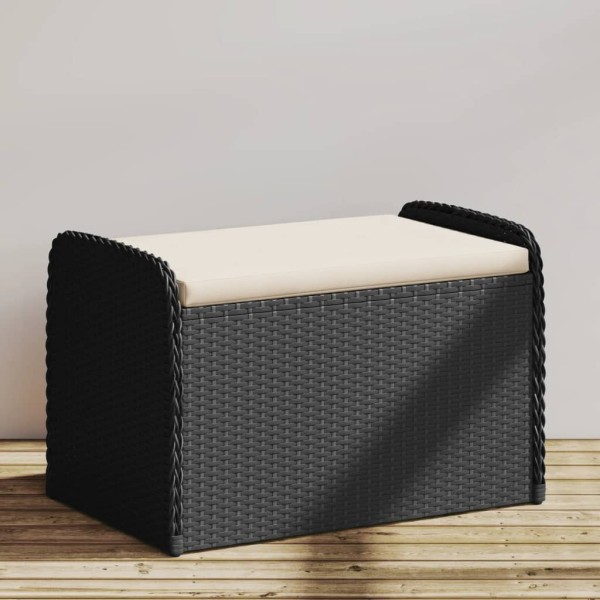 Bench-storage box, black, 80x51x52cm, polyrattan