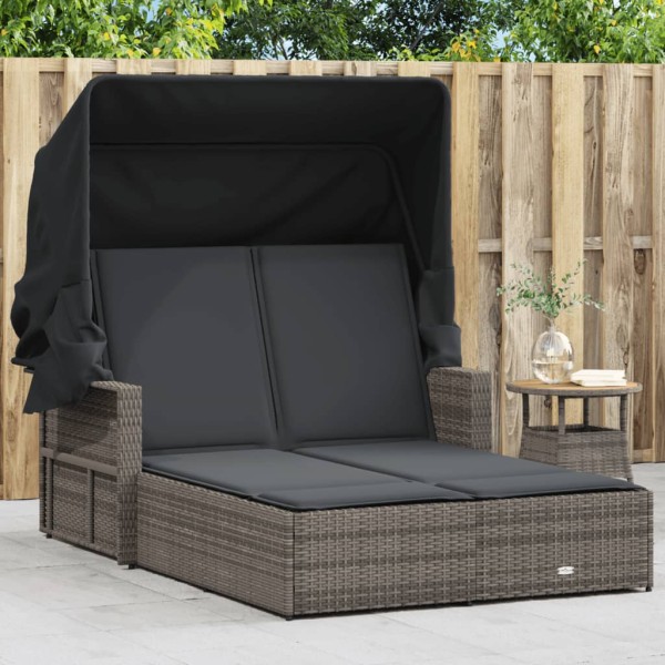 Double sun lounger, gray, polyrattan