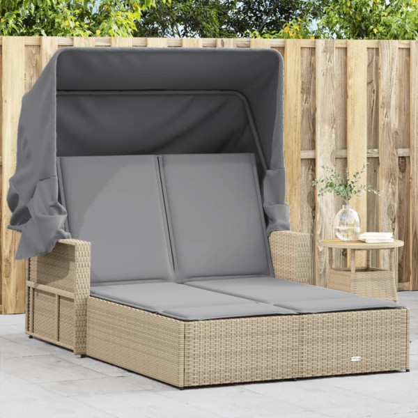 Double sun lounger, beige mix, polyrattan