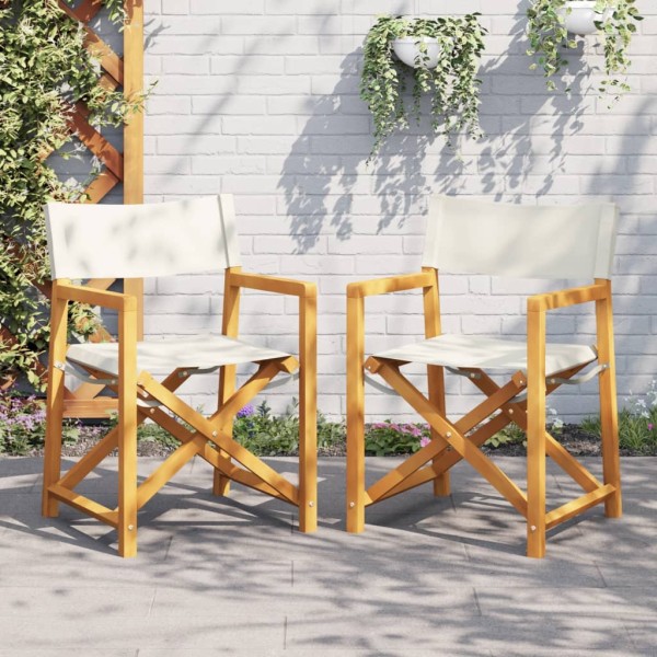 Folding director's chairs, 2 pcs. cream white, fabric