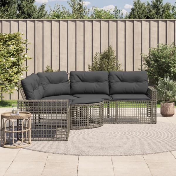 garden sofa with cushions and chair, L-shaped, gray color