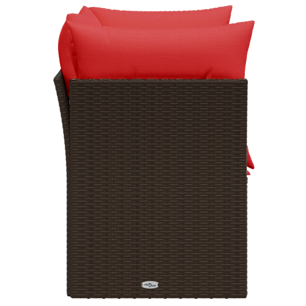 Garden sofa with cushions, two-seater, brown, polyrattan