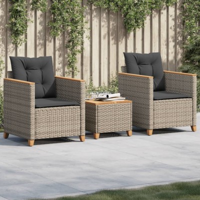 Bistro set, 3 pieces, gray,...