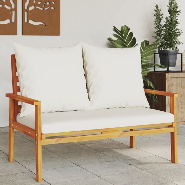 Garden sofa-bench with cushions, 120 cm, solid acacia