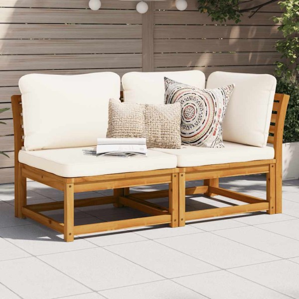 Garden set with cushions, 2 parts, solid acacia