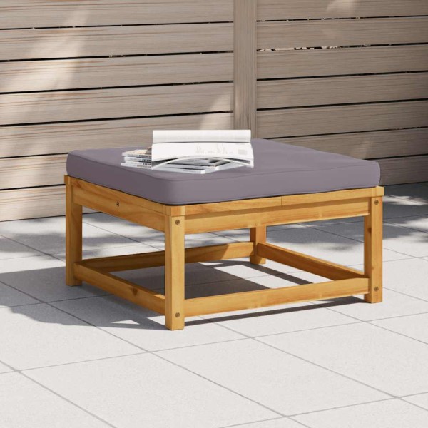 Garden footstool with cushions, solid acacia