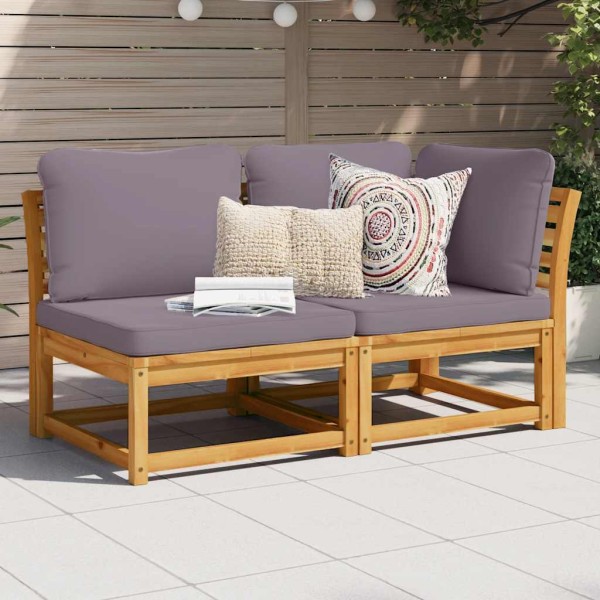 Garden set with cushions, 2 parts, solid acacia