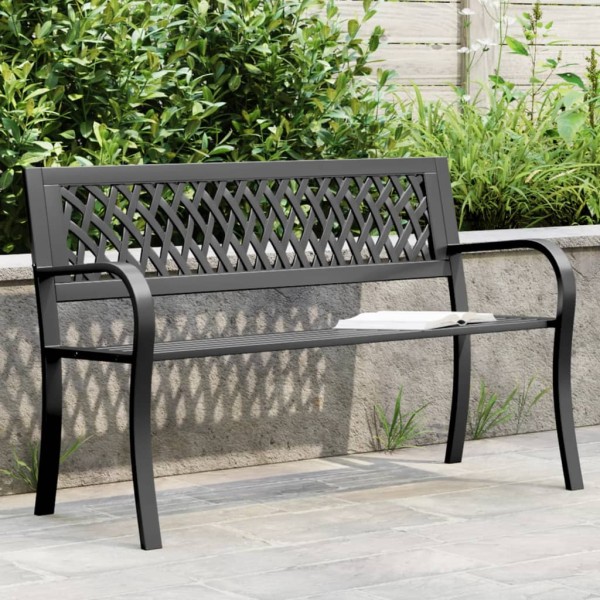 Garden bench, black, 120cm, steel