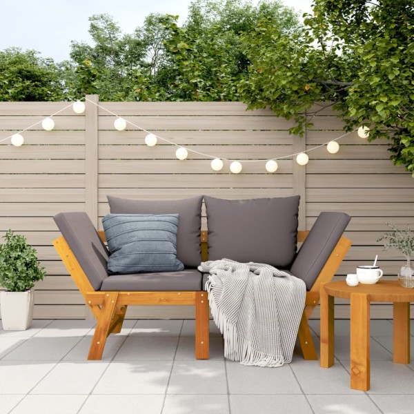Garden bench with cushions, 2-1, solid acacia wood
