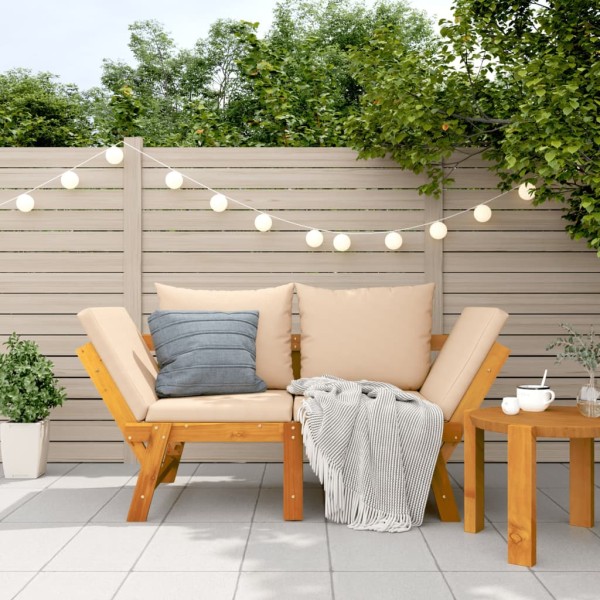 Garden bench with cushions, 2-1, solid acacia wood