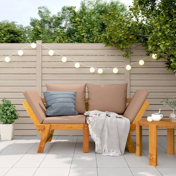 Garden bench with cushions, 2-1, solid acacia wood