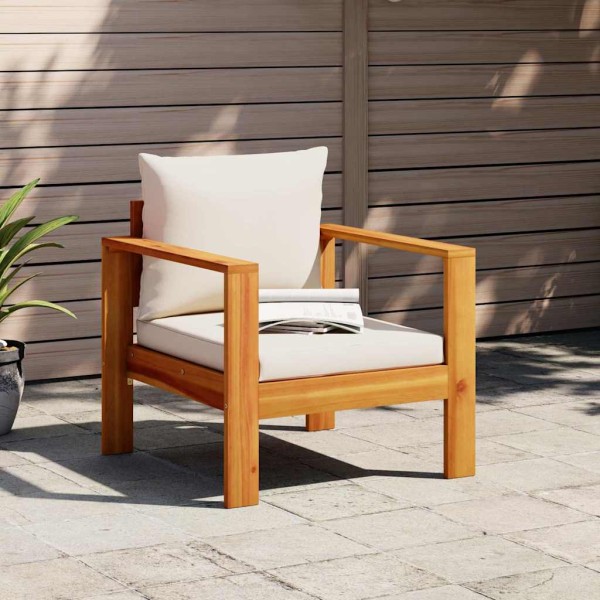 Garden chair with cushions, solid acacia wood