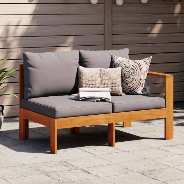 Double garden sofa with 1 armrest, solid acacia wood