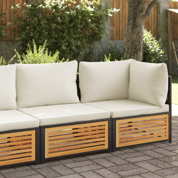 Double garden sofa with cushions, solid acacia wood