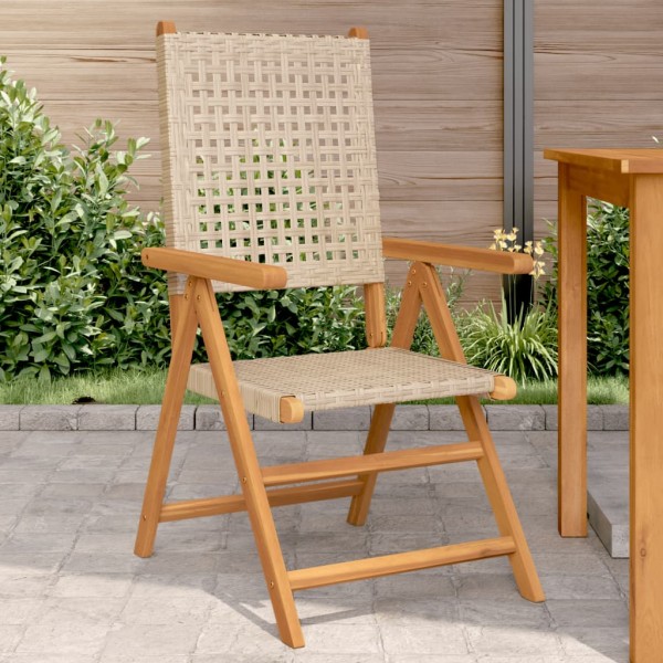 Garden chairs, 2 pcs., sand, acacia massif and polyrattan