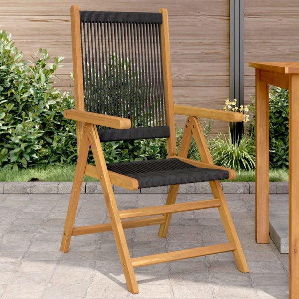 Garden chairs, 2 pcs., black, solid acacia and polypropylene