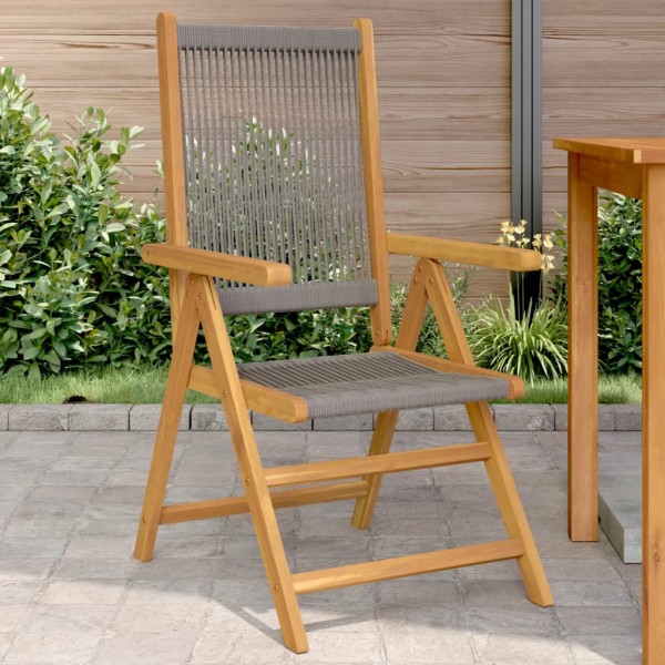 Garden chairs, 2 pcs., gray, solid acacia and polypropylene