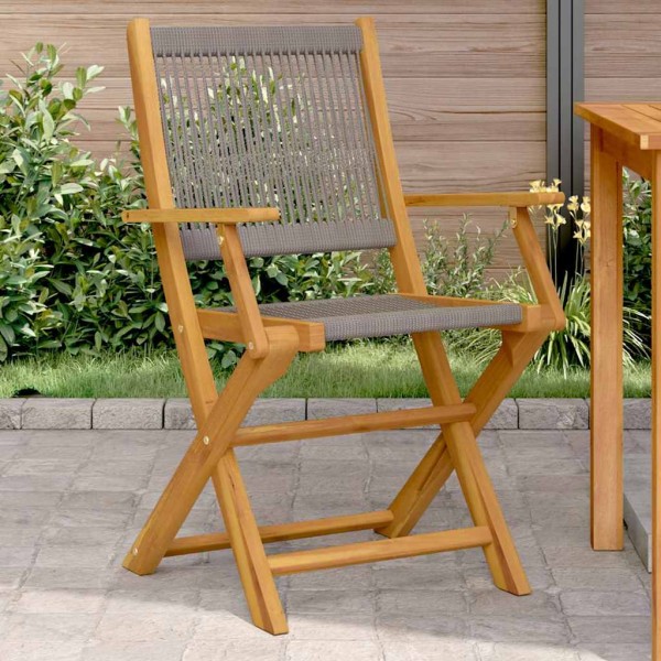 Garden chairs, 2 pcs., gray, solid acacia and polypropylene