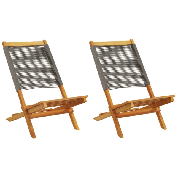 Garden chairs, 2 pcs., gray, solid acacia and polypropylene