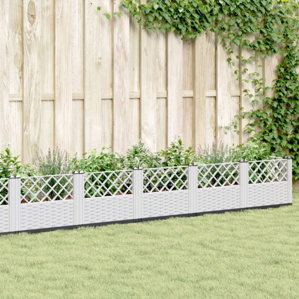 Garden bed with pins, white, 363,5x43,5x43,5cm, PP