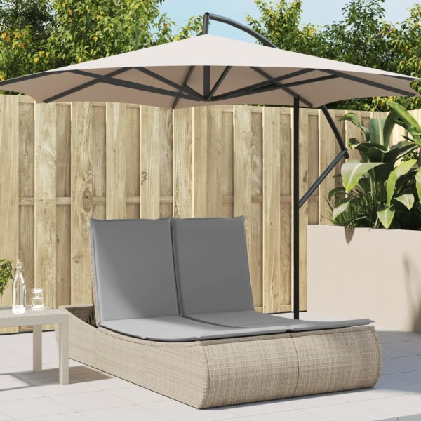 Double sunbed with mattresses, sand, polyrattan