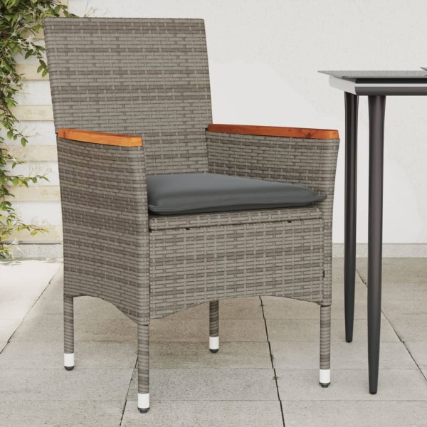 Garden chairs with cushions, 2 pcs., gray, polyrattan
