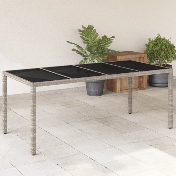 Table with glass top, gray, 190x90x75, polyrattan