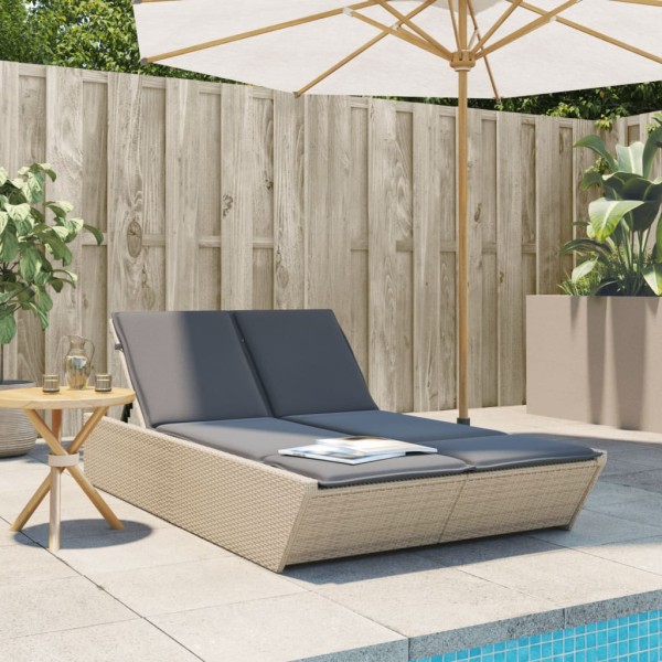 Double sunbed with mattresses, sand, polyrattan