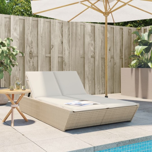 Double sunbed with mattresses, sand, polyrattan