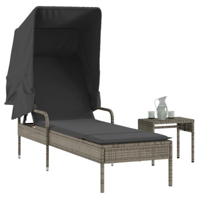 Sun lounger with canopy and...