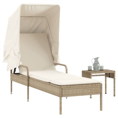 Sun lounger with canopy and...