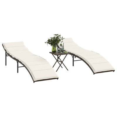 Sunbeds with table, 2 pcs.,...