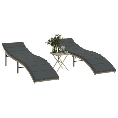 Sunbeds with table, 2 pcs.,...