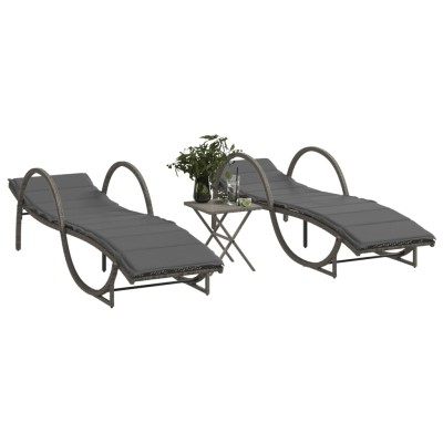 Sunbeds with table, 2 pcs.,...