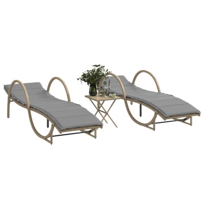 Sunbeds with table, 2 pcs.,...