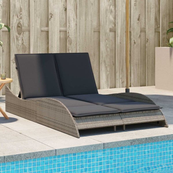 Sunbed with mattress, gray, 114x205x73cm, polyrattan