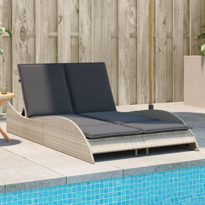 Sunbed with mattress, gray,...