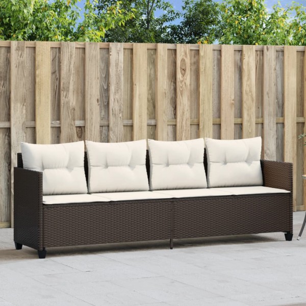 Sun lounger with cushions, brown, polyrattan