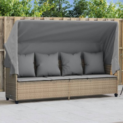 Sun lounger with canopy and...