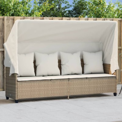 Sun lounger with canopy and...